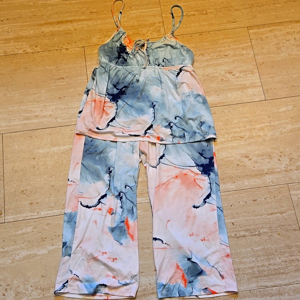 Linea Donatella Multi-Colored Design Print Tank Pajama Set